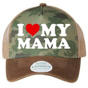 I Love My Mama Mom Gift Red Heart Great Gift Legacy Tie Dye Trucker Hat