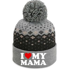 I Love My Mama Mom Gift Red Heart Great Gift The Baniff Cuffed Pom Beanie