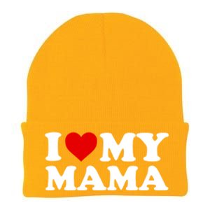 I Love My Mama Mom Gift Red Heart Great Gift Knit Cap Winter Beanie