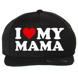 I Love My Mama Mom Gift Red Heart Great Gift Wool Snapback Cap