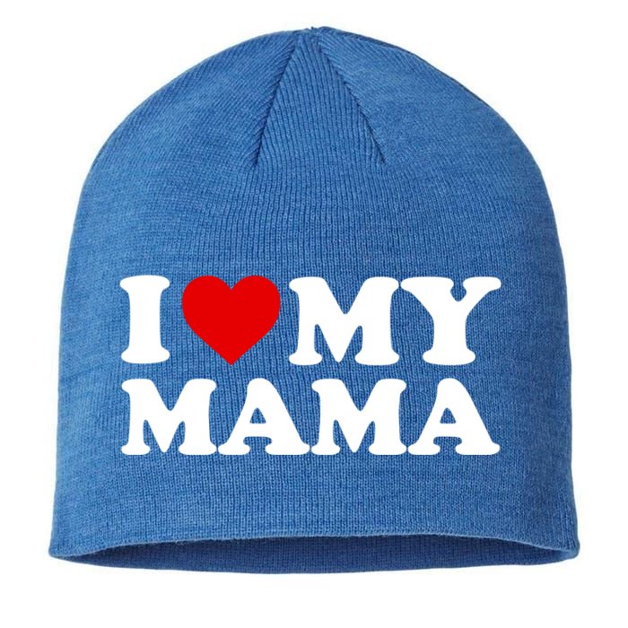 I Love My Mama Mom Gift Red Heart Great Gift Sustainable Beanie