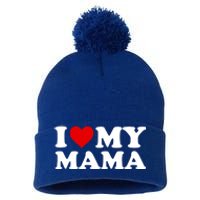 I Love My Mama Mom Gift Red Heart Great Gift Pom Pom 12in Knit Beanie