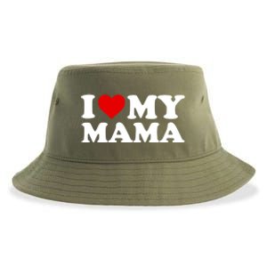 I Love My Mama Mom Gift Red Heart Great Gift Sustainable Bucket Hat