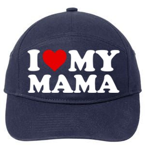 I Love My Mama Mom Gift Red Heart Great Gift 7-Panel Snapback Hat