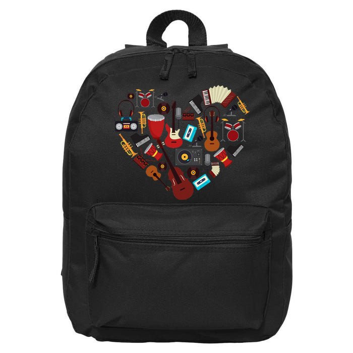 I Love Music Musical Instruments Heart Teacher Musician Gift 16 in Basic Backpack