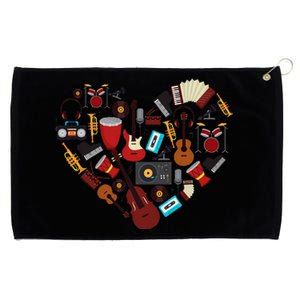 I Love Music Musical Instruments Heart Teacher Musician Gift Grommeted Golf Towel