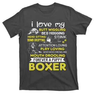 I Love My Puppy Boxer Butt Wiggling Funny Boxer Dog T T-Shirt