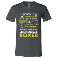 I Love My Puppy Boxer Butt Wiggling Funny Boxer Dog T V-Neck T-Shirt