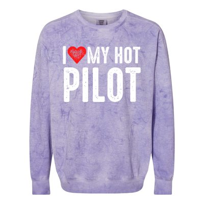 I Love My Hot Pilot Gift Colorblast Crewneck Sweatshirt