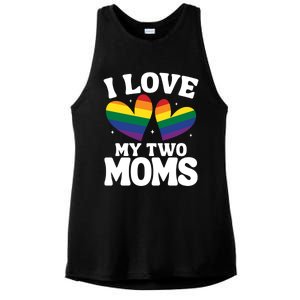 I Love My Two Moms Lesbian Lgbtq Support Daughters Sons Funny Gift Ladies PosiCharge Tri-Blend Wicking Tank