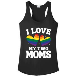 I Love My Two Moms Lesbian Lgbtq Support Daughters Sons Funny Gift Ladies PosiCharge Competitor Racerback Tank