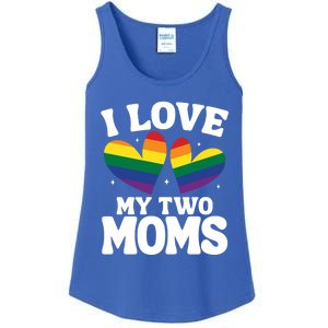 I Love My Two Moms Lesbian Lgbtq Support Daughters Sons Funny Gift Ladies Essential Tank