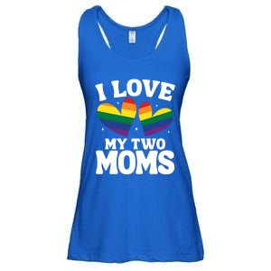 I Love My Two Moms Lesbian Lgbtq Support Daughters Sons Funny Gift Ladies Essential Flowy Tank