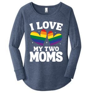 I Love My Two Moms Lesbian Lgbtq Support Daughters Sons Funny Gift Women's Perfect Tri Tunic Long Sleeve Shirt