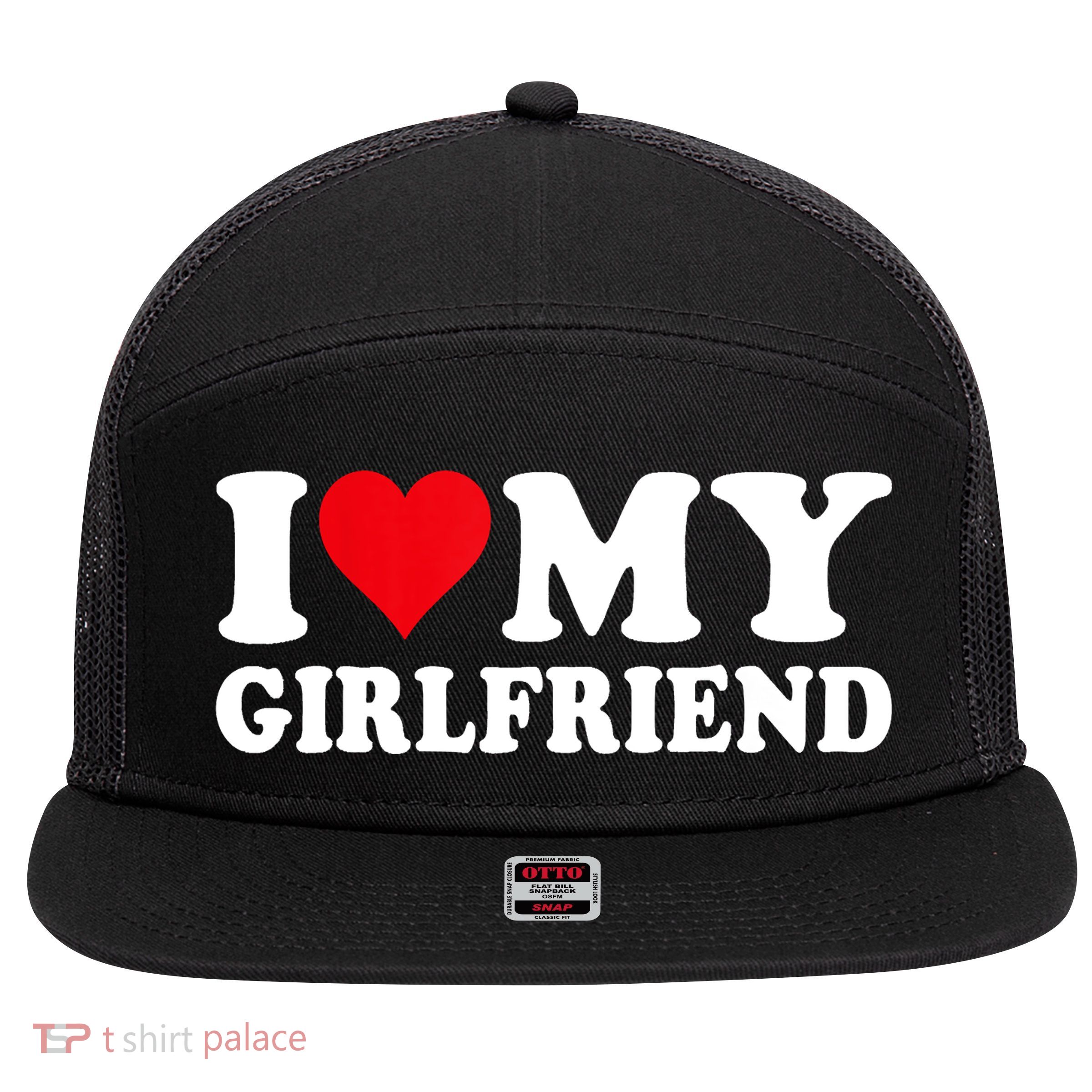 I Love My Girlfriend I Heart My Girlfriend I Love My GF 7 Panel Mesh Trucker Snapback Hat