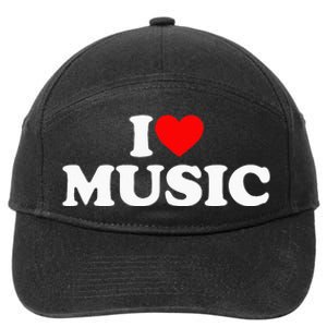 I Love Music Music Lover I Heart Music 7-Panel Snapback Hat