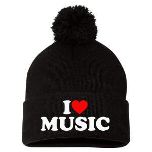 I Love Music Music Lover I Heart Music Pom Pom 12in Knit Beanie