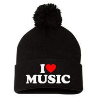 I Love Music Music Lover I Heart Music Pom Pom 12in Knit Beanie