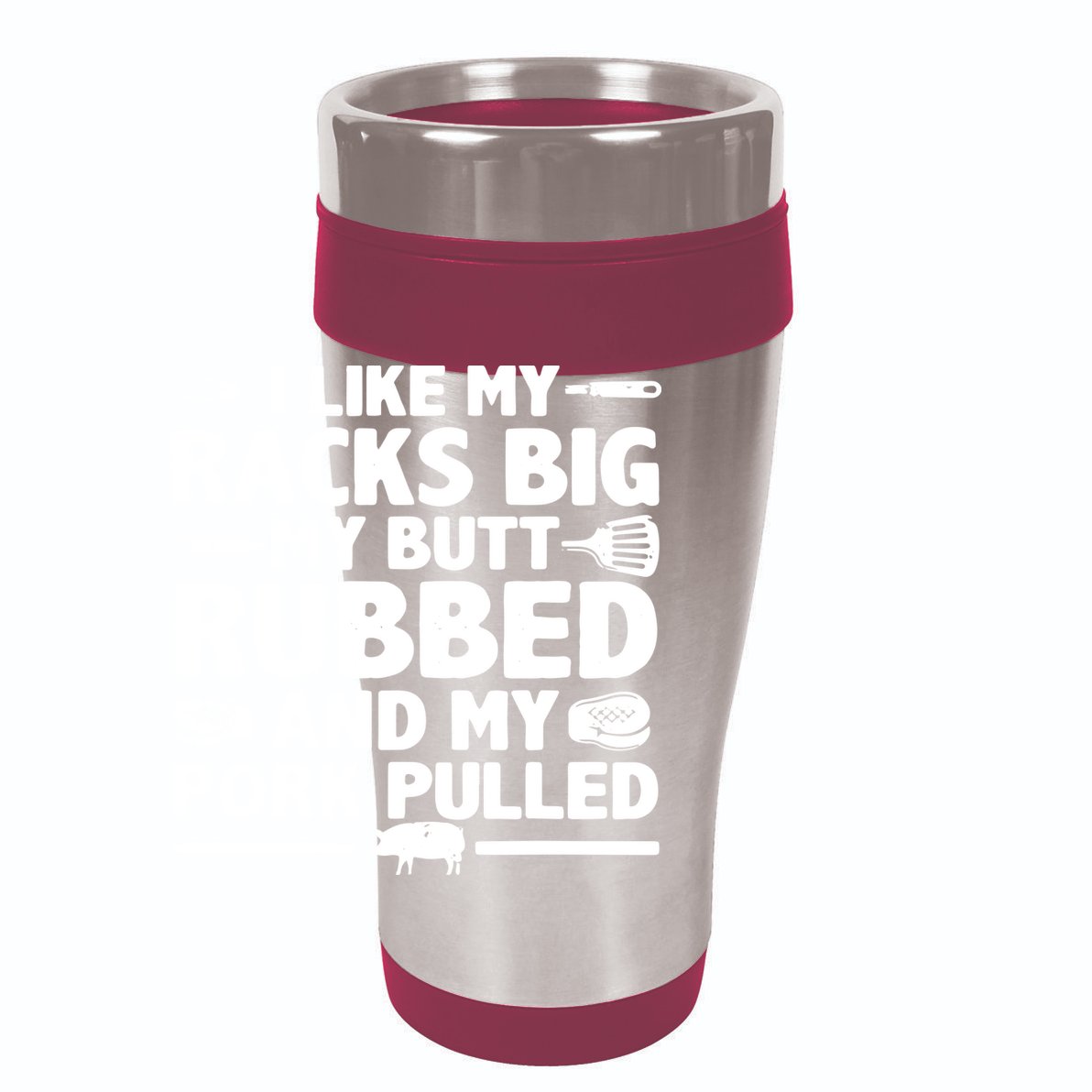 I Like My Racks Big My Butt Rubbed & Pork Pulled BBQ 15oz Campfire Ceramic Mug