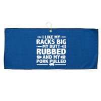 I Like My Racks Big My Butt Rubbed & Pork Pulled BBQ Large Microfiber Waffle Golf Towel