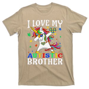 I Love My Autistic Brother Autism Awareness Day Unicorn T-Shirt