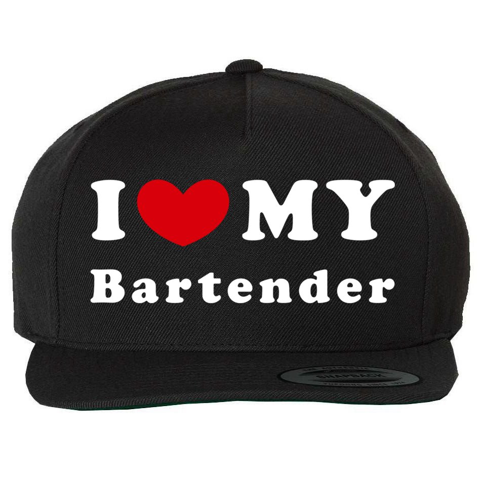 I Love My Bartender I Heart My Bartender Meaningful Gift Wool Snapback Cap