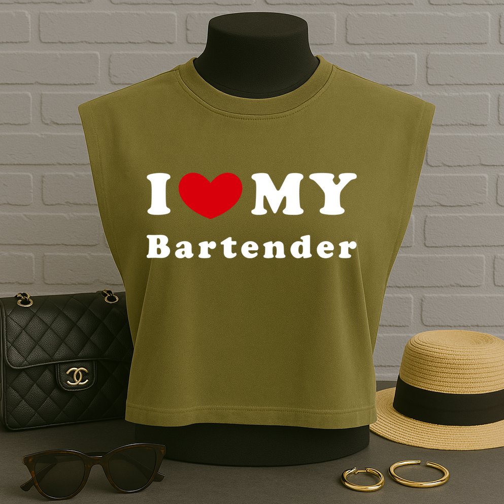 I Love My Bartender I Heart My Bartender Meaningful Gift Garment-Dyed Women's Muscle Tee