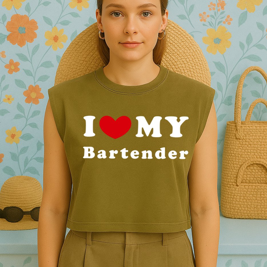 I Love My Bartender I Heart My Bartender Meaningful Gift Garment-Dyed Women's Muscle Tee