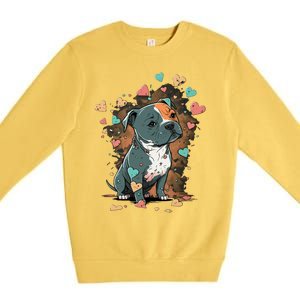 I Love My Staffordshire Bull Terrier Dog Valentines Day Gift Premium Crewneck Sweatshirt