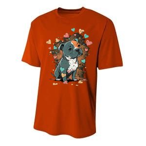 I Love My Staffordshire Bull Terrier Dog Valentines Day Gift Performance Sprint T-Shirt