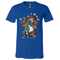 I Love My Staffordshire Bull Terrier Dog Valentines Day Gift V-Neck T-Shirt