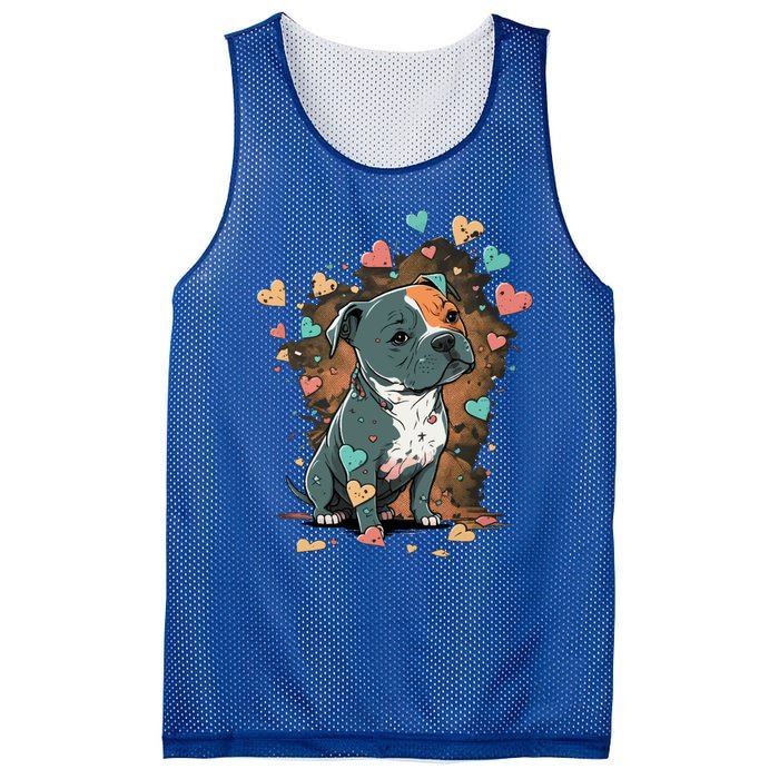 I Love My Staffordshire Bull Terrier Dog Valentines Day Gift Mesh Reversible Basketball Jersey Tank