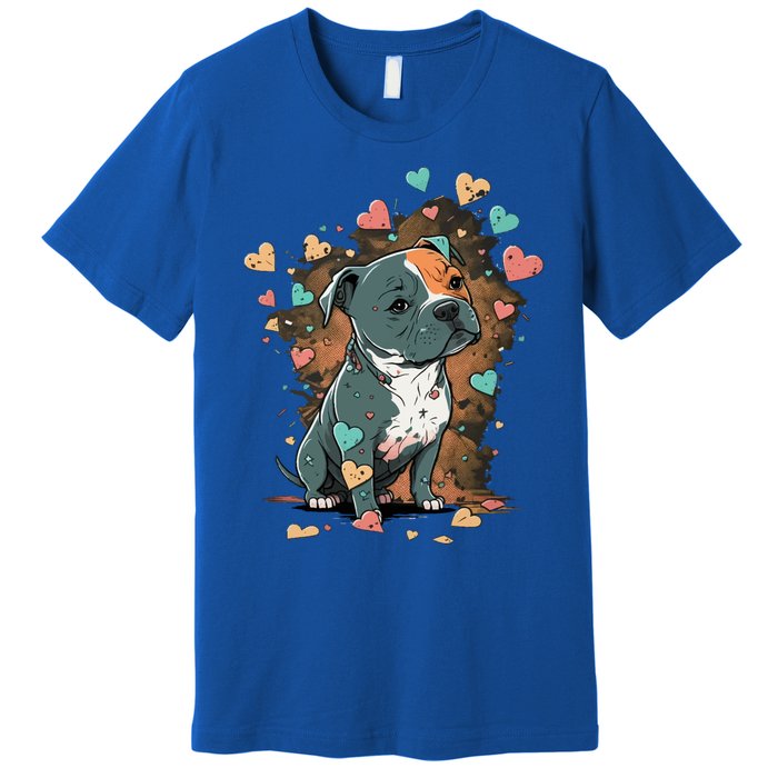 I Love My Staffordshire Bull Terrier Dog Valentines Day Gift Premium T-Shirt