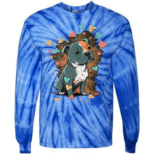 I Love My Staffordshire Bull Terrier Dog Valentines Day Gift Tie-Dye Long Sleeve Shirt