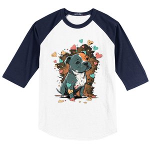 I Love My Staffordshire Bull Terrier Dog Valentines Day Gift Baseball Sleeve Shirt