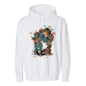 I Love My Staffordshire Bull Terrier Dog Valentines Day Gift Garment-Dyed Fleece Hoodie