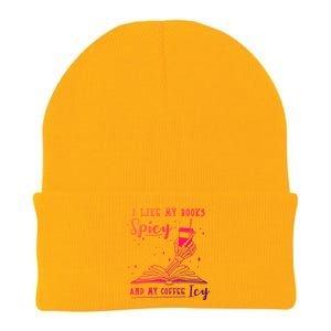 I Like My Books Spicy And My Coffee Icy Skeleton Book Lover Gift Knit Cap Winter Beanie