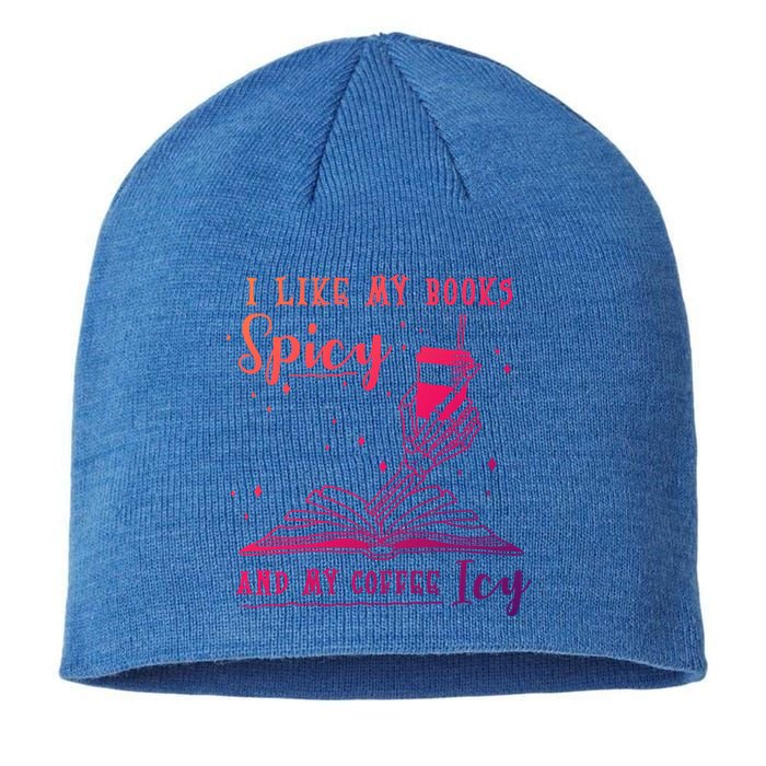 I Like My Books Spicy And My Coffee Icy Skeleton Book Lover Gift Sustainable Beanie