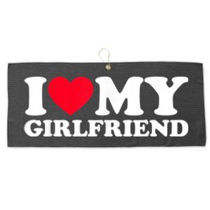 I Love My Girlfriend Funny Gift I Heart My Girlfriend GF Large Microfiber Waffle Golf Towel