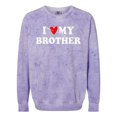 I Love My Brother With Heart Father's Day Wear For Sister Colorblast Crewneck Sweatshirt