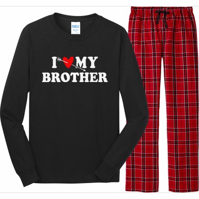 I Love My Brother With Heart Father's Day Wear For Sister Long Sleeve Pajama Set