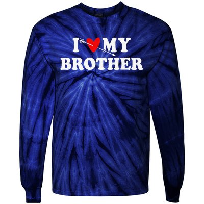 I Love My Brother With Heart Father's Day Wear For Sister Tie-Dye Long Sleeve Shirt