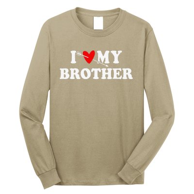 I Love My Brother With Heart Father's Day Wear For Sister Long Sleeve Shirt