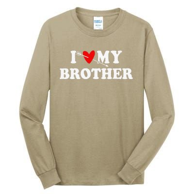 I Love My Brother With Heart Father's Day Wear For Sister Tall Long Sleeve T-Shirt