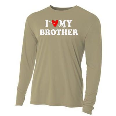 I Love My Brother With Heart Father's Day Wear For Sister Cooling Performance Long Sleeve Crew