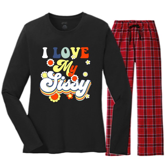 I Love My Sissy Sisterly Love Brother Sister Day Big Sis Women's Long Sleeve Flannel Pajama Set 