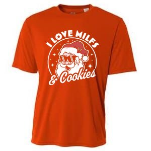 I Love Milfs And Cookies Naughty Santa Claus Christmas Gift Cooling Performance Crew T-Shirt