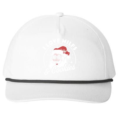 I Love Milfs And Cookies Naughty Santa Claus Christmas Gift Snapback Five-Panel Rope Hat