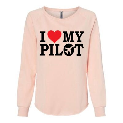 I Love My Pilot Airline Pilot Aviation Aircraft Lover Gift Womens California Wash Sweatshirt