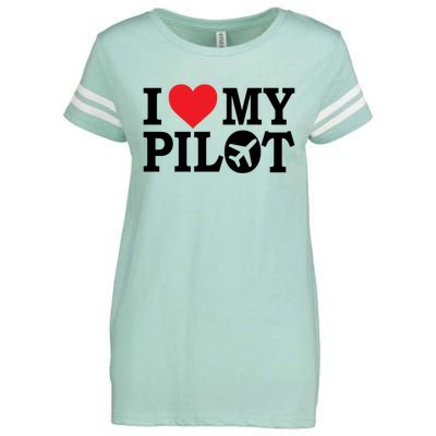 I Love My Pilot Airline Pilot Aviation Aircraft Lover Gift Enza Ladies Jersey Football T-Shirt